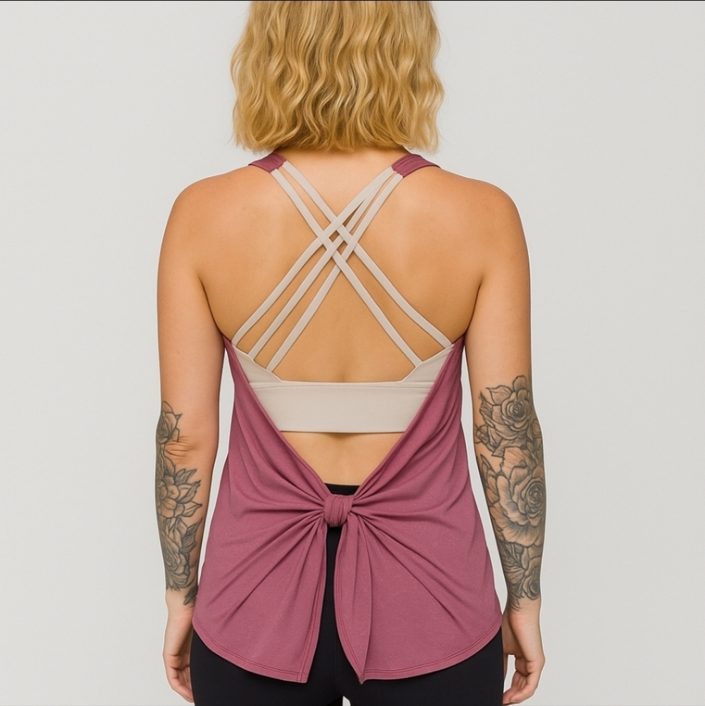 Lululemon Tied In Energy 2-in-1 Tank Top Sz 6 Plumful pink bliss Strappy